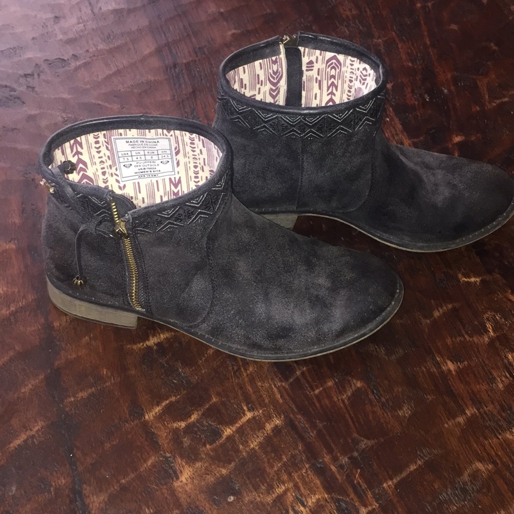 Distressed black Roxy ankle boot